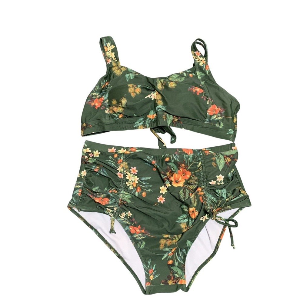 Hanna Nikole Women's Plus Size 24W High Waist Bikini Set Push Up Swimsuit Ruched